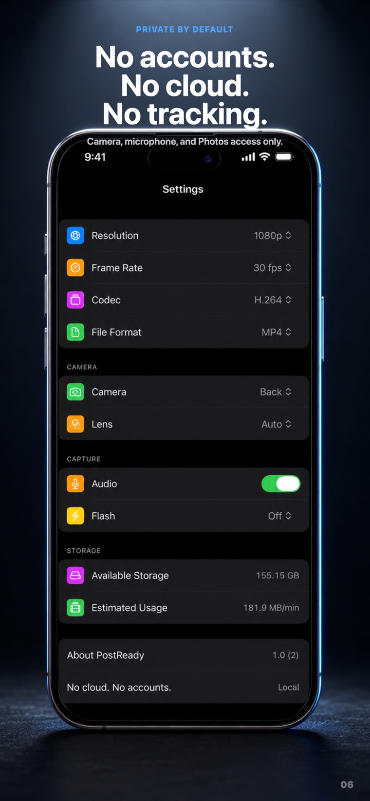 PostReady Dual Recorder Camera screen